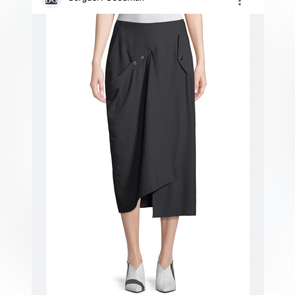 TIBI Washed Viscose Draped Midi Skirt with Snap Details Size 6
